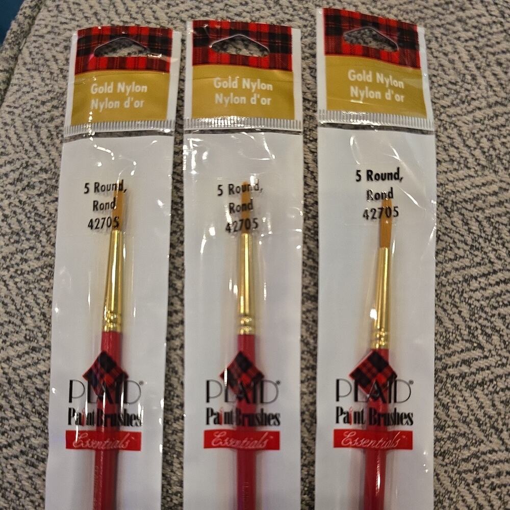 NWT Set of 3 Plaid Essentials #42705 Round 5 All Purpose Crafts Gold Nylon